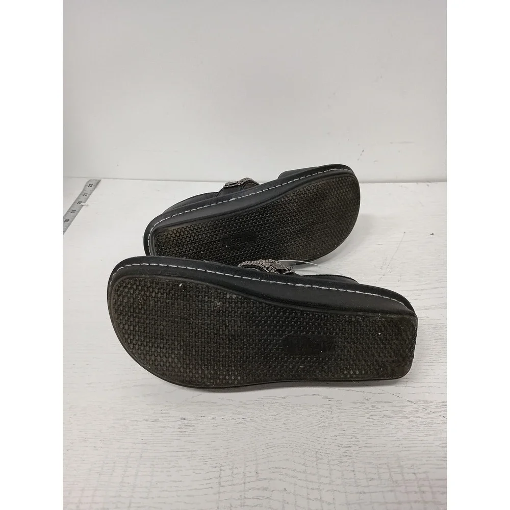 Alegria Verona Sandals Womens 37 Black Leather Boho Beaded Comfort Strappy Shoes